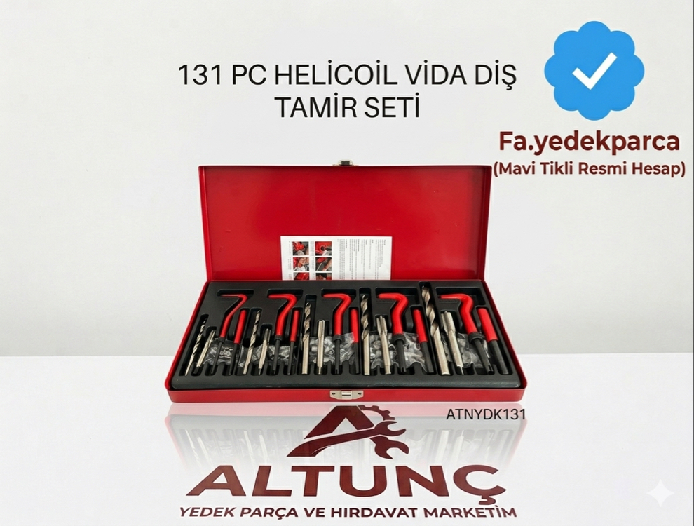 131 Parça Profesyonel Helicoil Vida Diş Tamir ve Onarım Seti