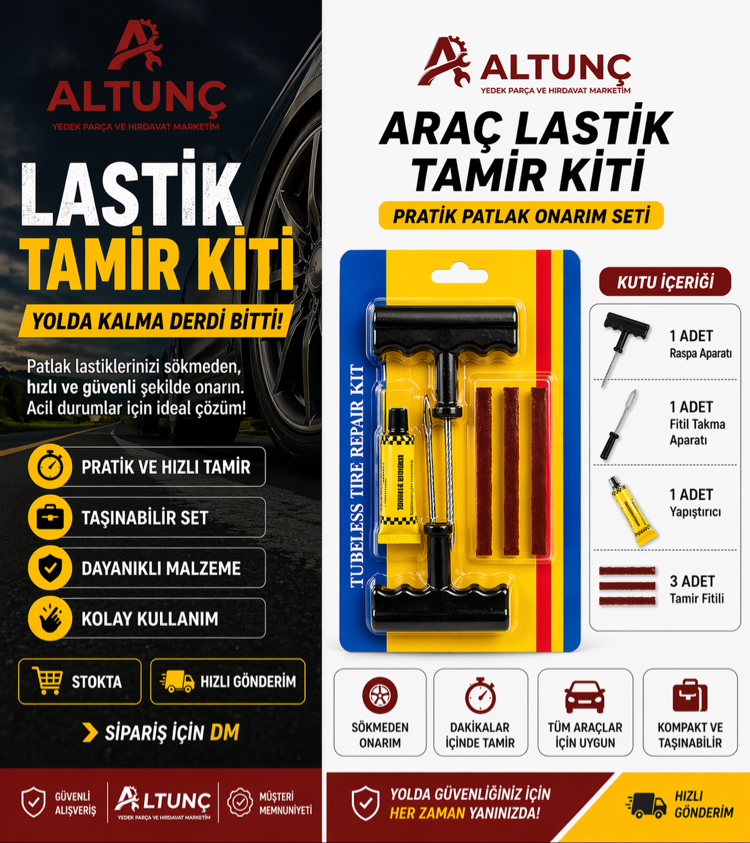 Profesyonel Araç Lastik Tamir ve Onarım Kiti