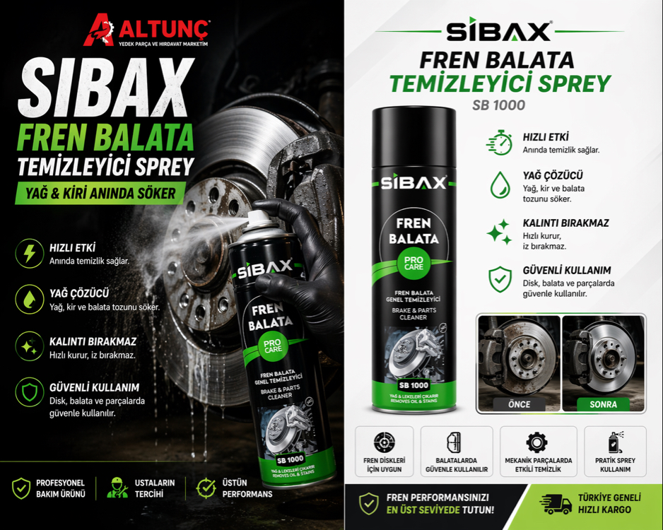 SIBAX Fren Balata Temizleyici Sprey SB1000 | Profesyonel Temizlik