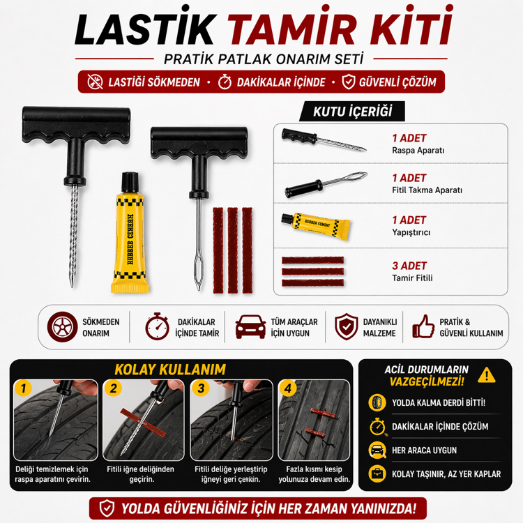 Profesyonel Araç Lastik Tamir ve Onarım Kiti