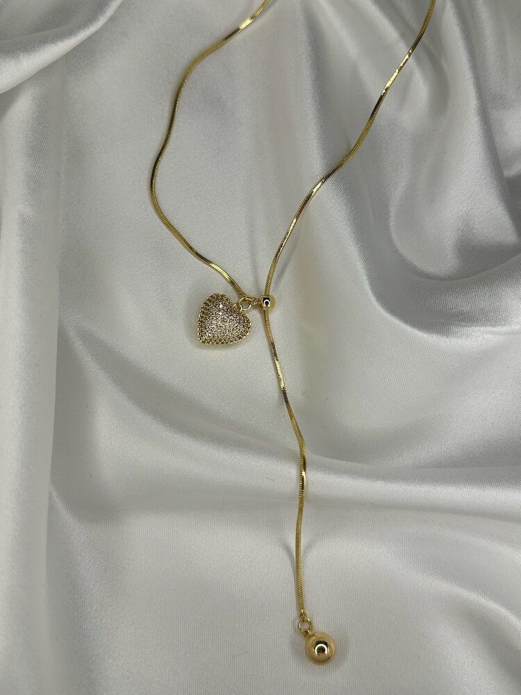 ASANSÖRLÜ TAŞLI KALP KOLYE