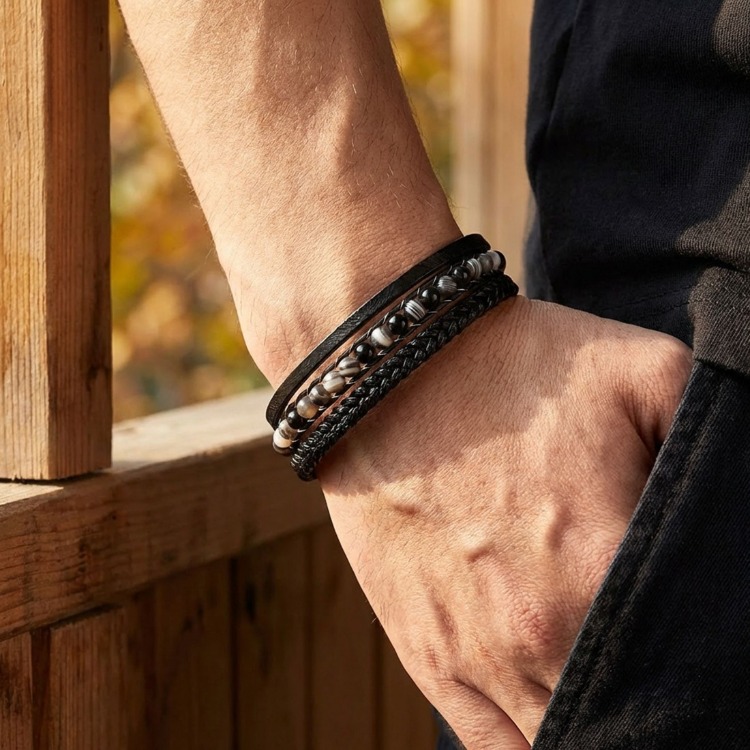Doğal Akik Taşı ve Hakiki Deri Bileklik