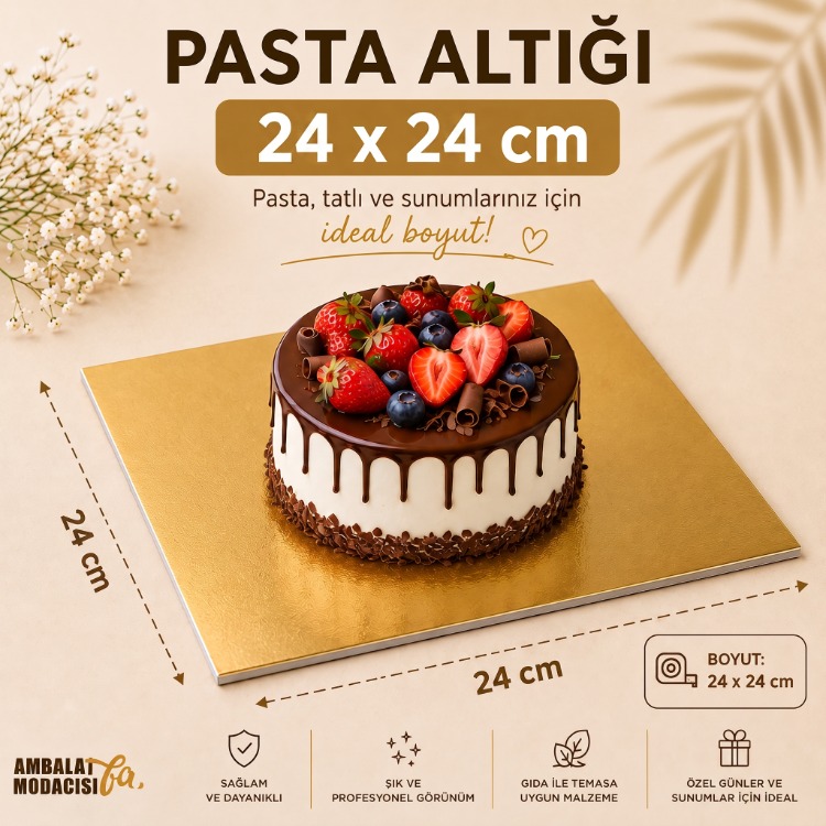 PASTA ALTLIĞI ALTIN 6 KİŞİLİK 100 ADET ( 24X24 CM )