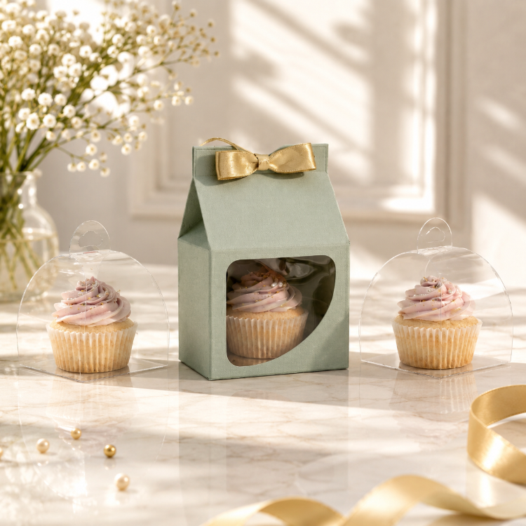 FRANSIZ PASTASI & CUPCAKE KUTUSU MİNT YEŞİLİ ( 10X10X10+5,5 CM ) ( 10 ADET )