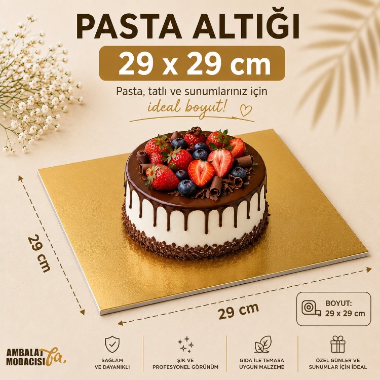 PASTA ALTLIĞI  ALTIN 8 KİŞİLİK 100 ADET ( 29X29 CM )