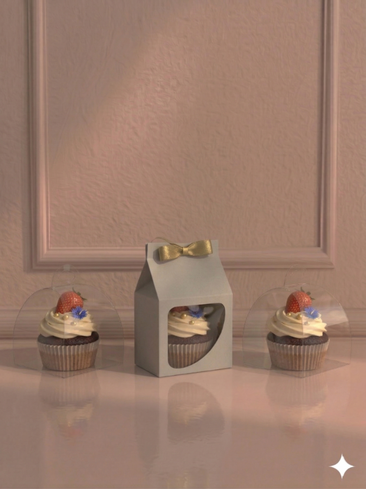 FRANSIZ PASTASI & CUPCAKE KUTUSU MİNT YEŞİLİ ( 8X8X8+5,5 CM ) ( 10 ADET )