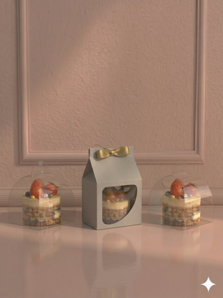 FRANSIZ PASTASI & CUPCAKE KUTUSU MİNT YEŞİLİ ( 8X8X8+5,5 CM ) ( 10 ADET )