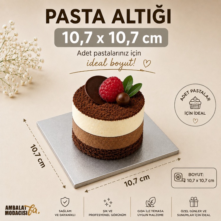 PASTA ALTLIĞI GÜMÜŞ ADET  100  ADET ( 10,7X10,7 CM )