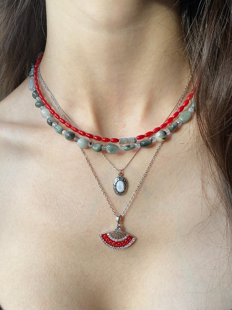 Paslanmaz Çelik Şahin Gözü ve Labradorit Doğal Taş Kolye