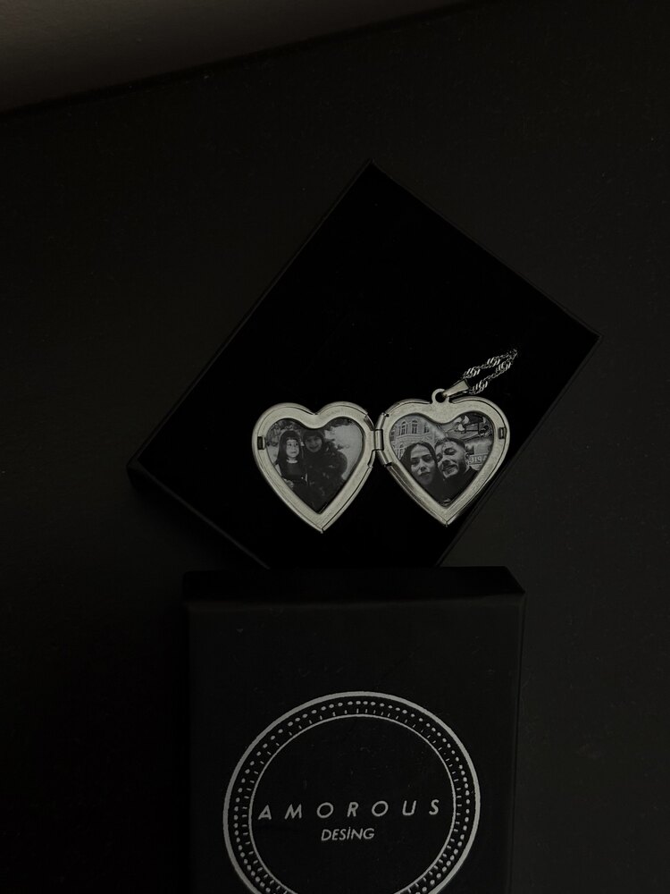 silver fotoğraflı kalp kolye