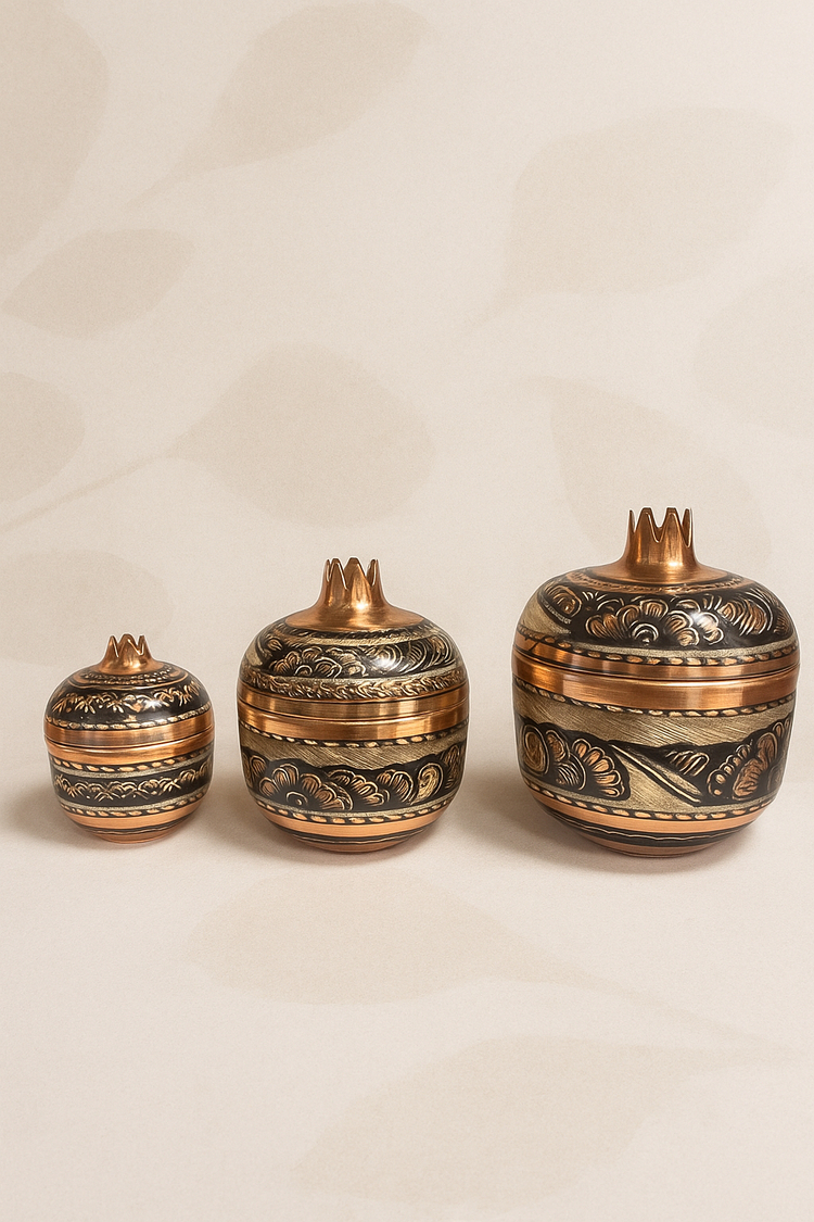 3’LÜ SET NAR MODEL İŞLEMELİ BAKIR ŞEKERLİK