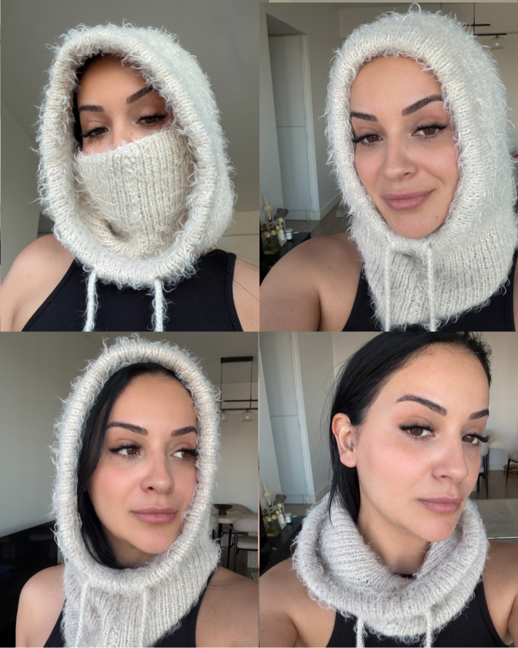 Hoodelle Taş Balaclava – 4 Stilde Kullanım | El Örmesi Unisex