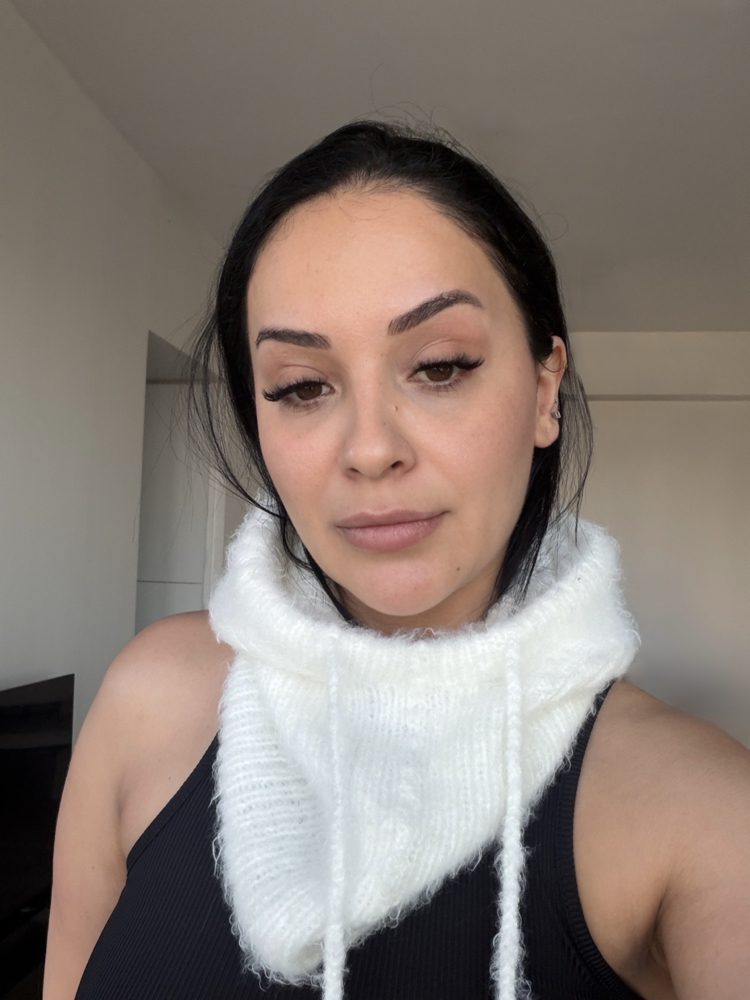 Ön sipariş- Hoodelle Beyaz Balaclava – 4 Stilde Kullanım | El Örmesi Unisex