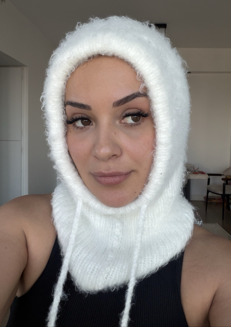 Ön sipariş- Hoodelle Beyaz Balaclava – 4 Stilde Kullanım | El Örmesi Unisex