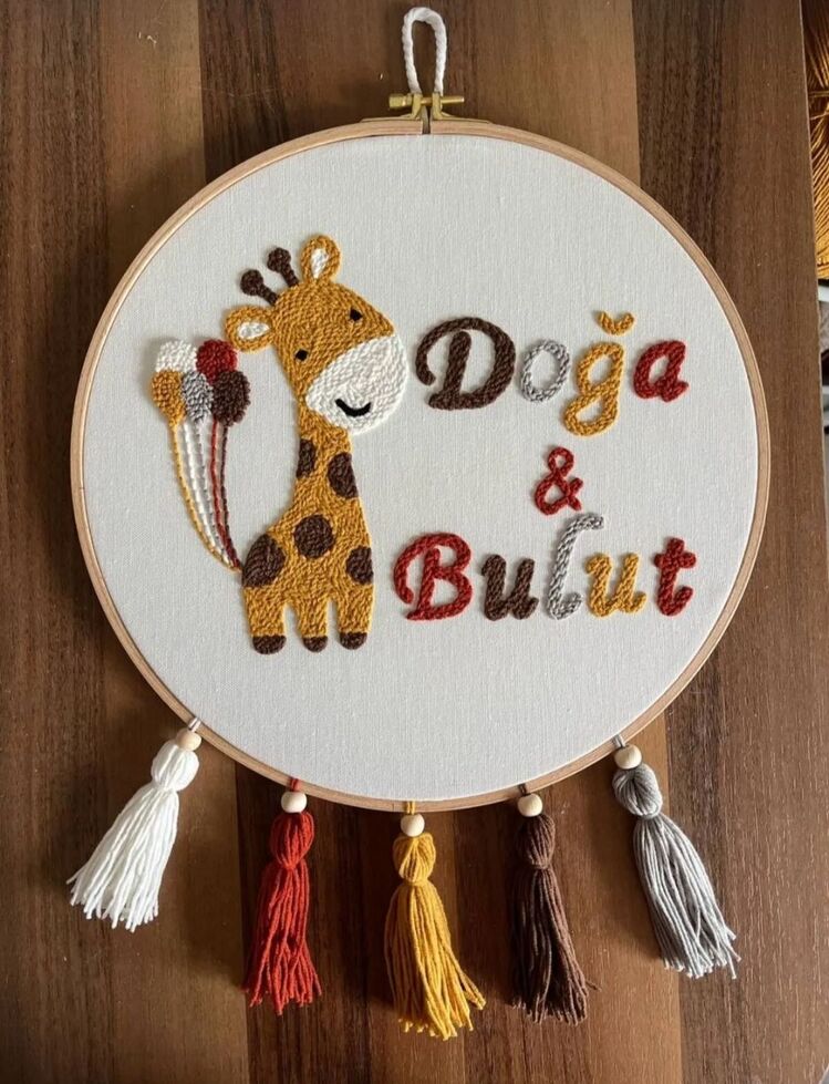 Kişiye Özel İsimli Punçh Ahşap Kasnak Kapı Süsü