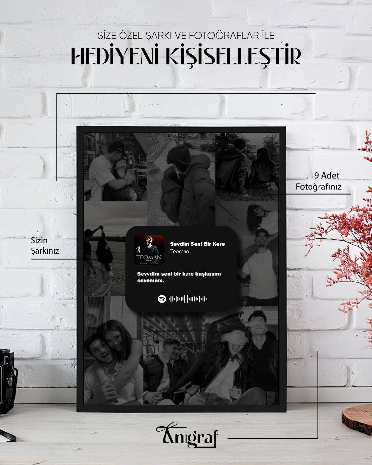 Kişiye Özel Spotify Şarkı Kodlu Fotoğraf Çerçevesi – 8 Fotoğraflı Hediye