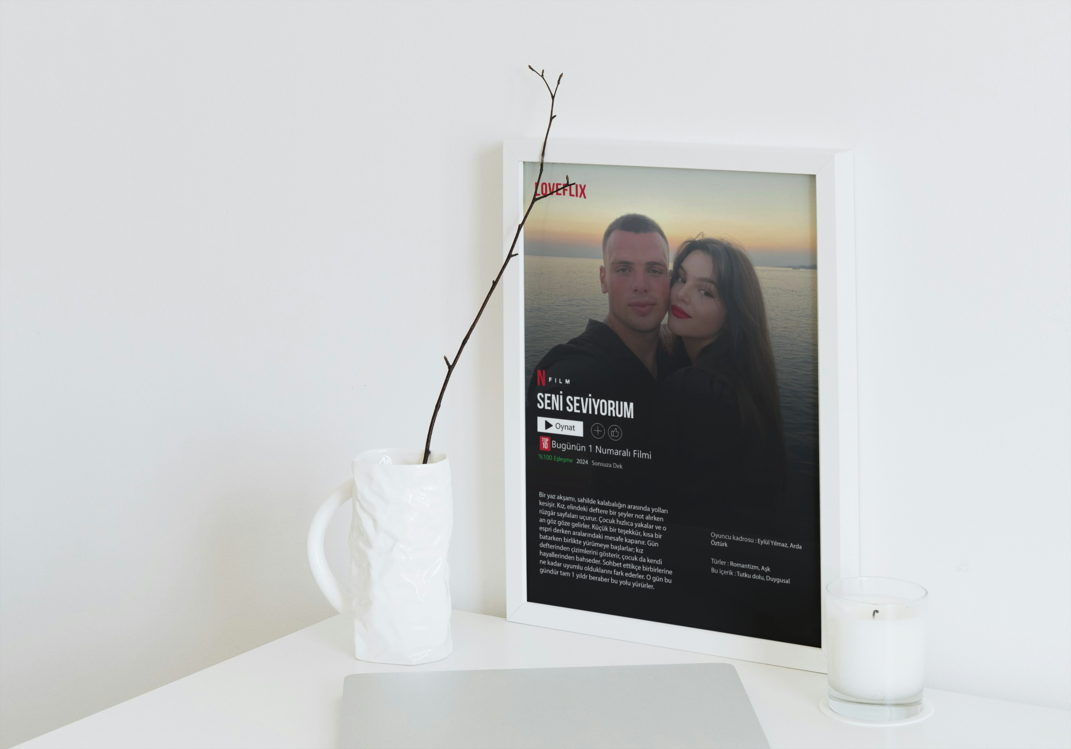 Kişiye Özel Netflix Film Afişi Tablosu | Sevgiliye Anlamlı ve Eğlenceli Hediye