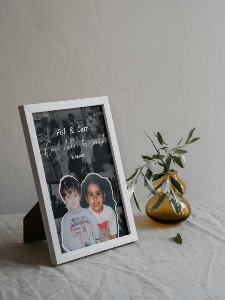 Kişiye Özel Çocukluk Fotoğraflı Çerçeve | Sevgiliye Anlamlı ve Romantik Hediye