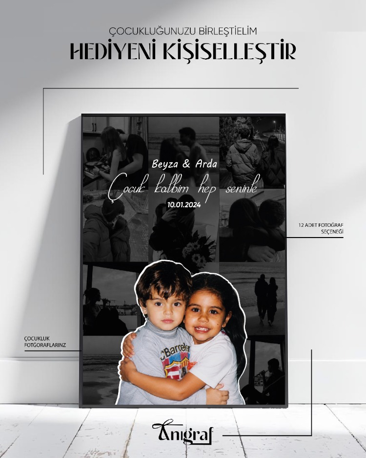 Kişiye Özel Çocukluk Fotoğraflı Çerçeve | Sevgiliye Anlamlı ve Romantik Hediye