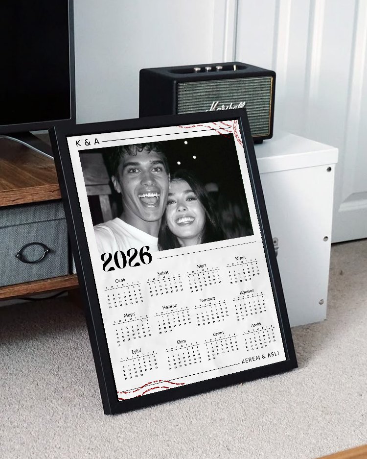 Kişiye Özel Fotoğraflı Takvim 2026 | İsimli Büyük Çerçeve | Yılbaşı Hediyesi