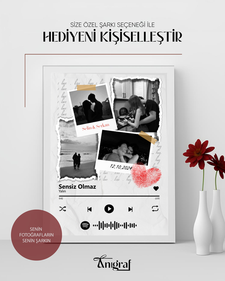 Kişiye Özel Spotify Şarkı Tablosu | Sevgiliye Özel Fotoğraf ve Tarihli Hediye