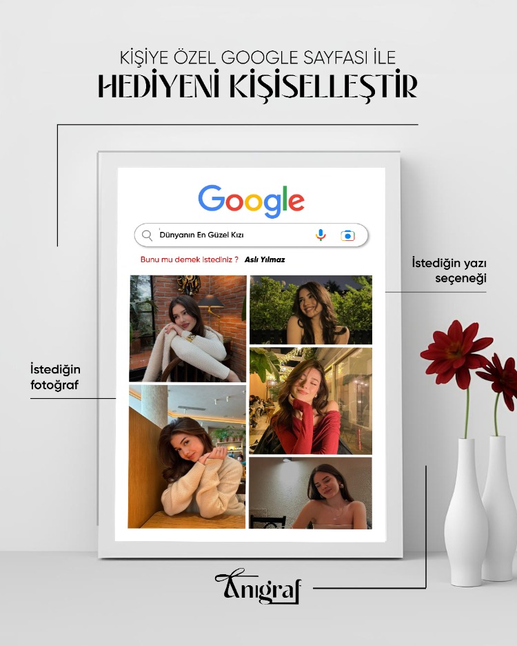 Google Tasarımlı Kişiye Özel Fotoğraflı Çerçeve | Anı Hediyesi