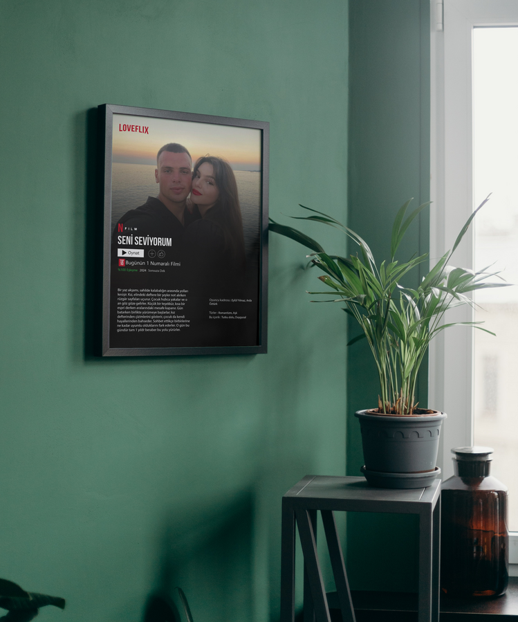 Kişiye Özel Netflix Film Afişi Tablosu | Sevgiliye Anlamlı ve Eğlenceli Hediye