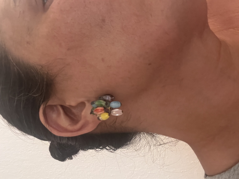 Renkli cam boncuklu küpe