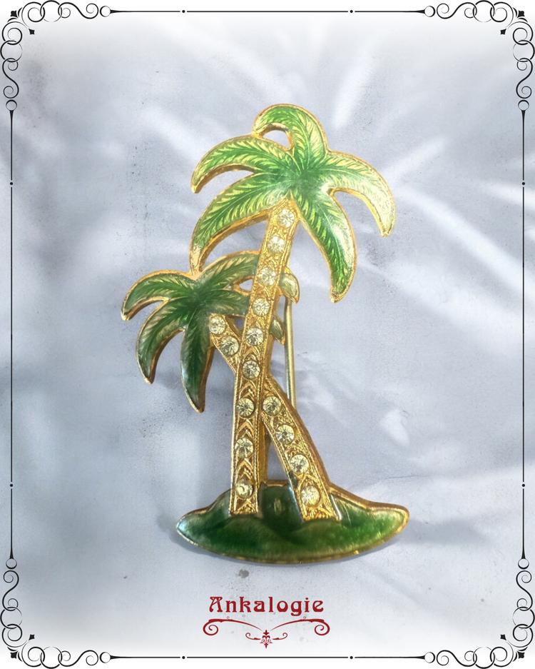 Renkli taşlı palmiye broş