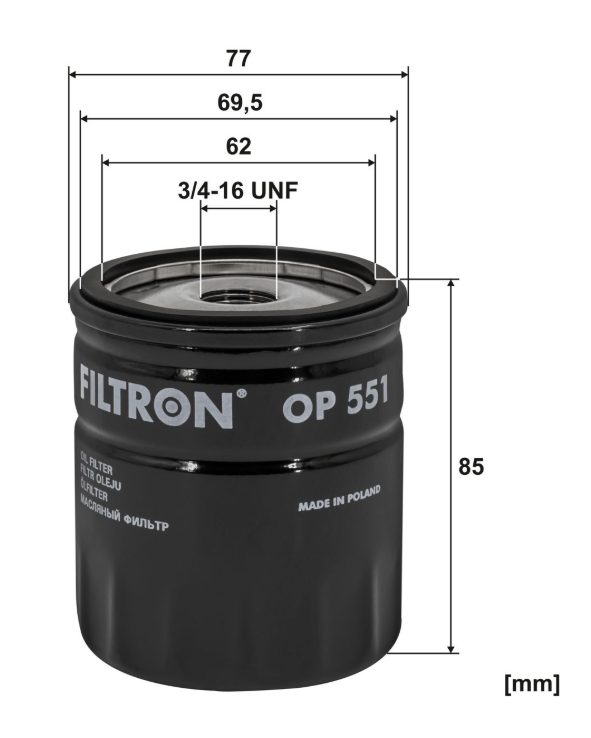 FİLTRON OP 551 YAĞ FİLTRESİ OPEL KADETT-D 1.3 N 60HP 08/79-08/84