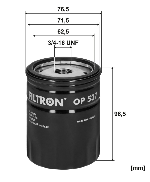 FİLTRON OP 537 YAĞ FİLTRESİ UNO 95=> TIPO 1.4-1.6IE (89-95)-PANDA-PUNTO