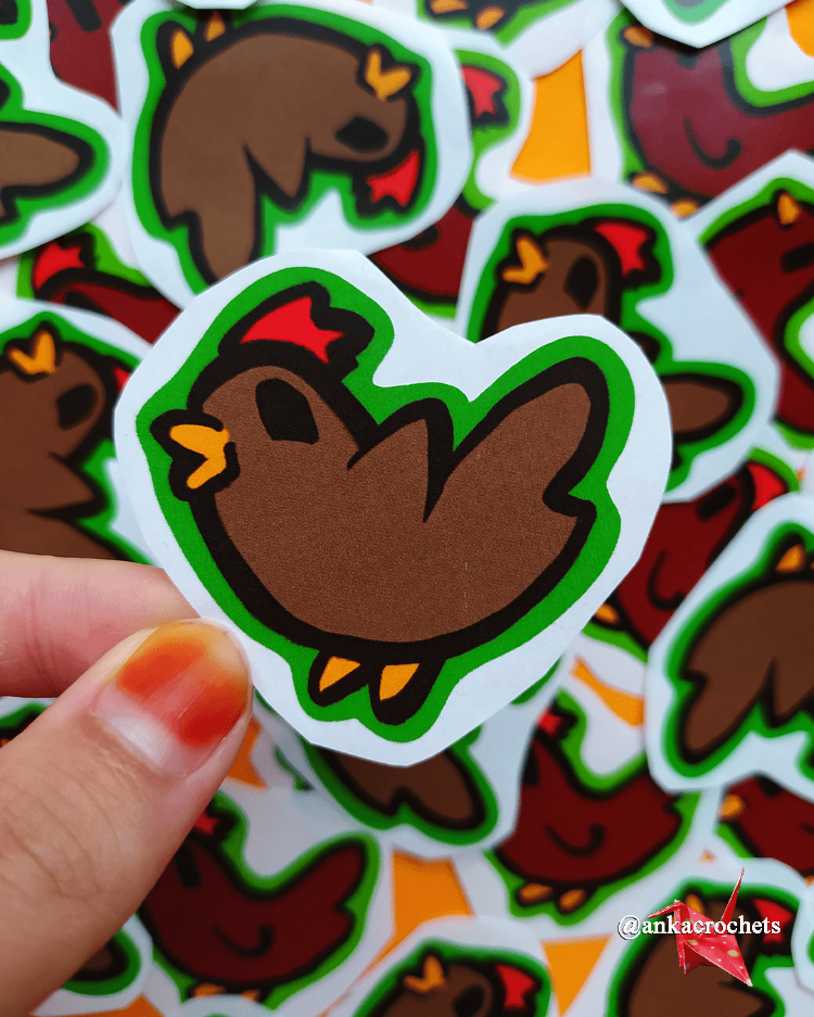 Kahverengi Tavuk (Dışı Yeşil) Sticker