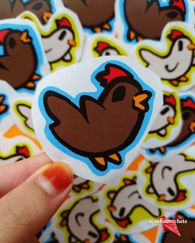 Kahverengi Tavuk (Dışı Mavi) Sticker
