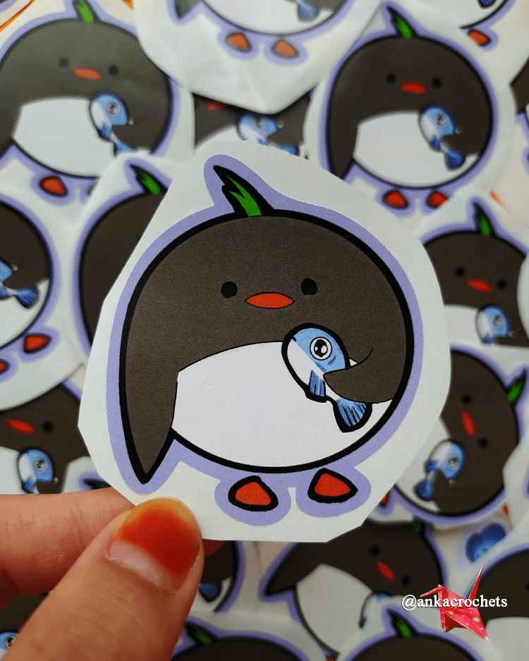 Penguen ve Balık Sticker