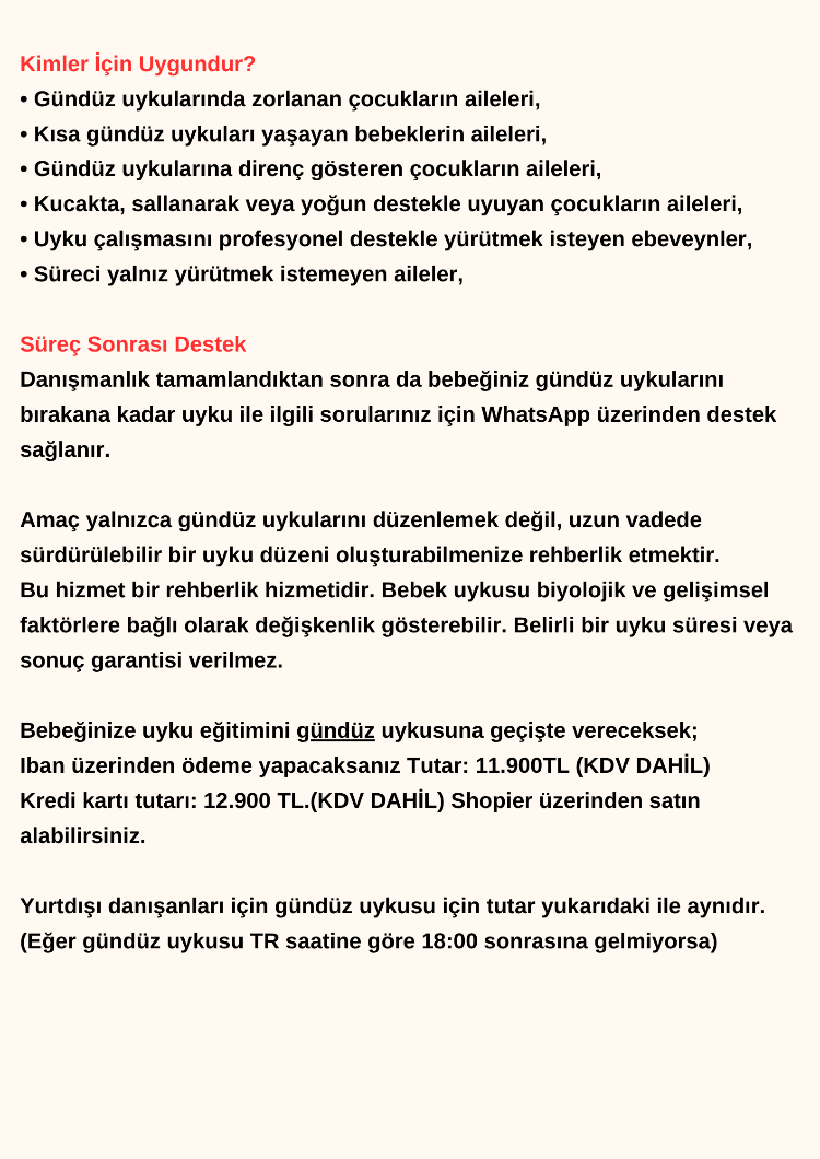VIP Bağ Odaklı Uyku Eğitimi Paketi Gündüz Uykusu