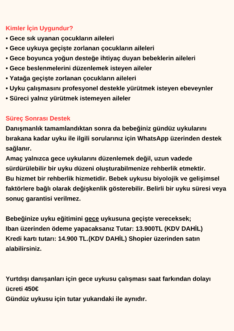 VIP Bağ Odaklı Uyku Eğitimi Paketi Gece Uykusu 