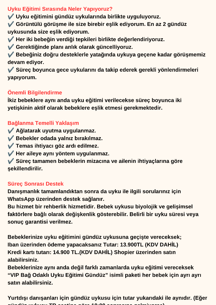VIP Bağ Odaklı İkiz Bebekler Uyku Eğitimi Paketi Gündüz Uykusu
