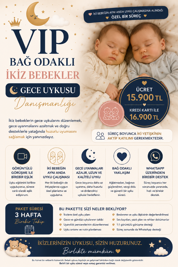 VIP Bağ Odaklı İkiz Bebekler Uyku Eğitimi Paketi Gece Uykusu