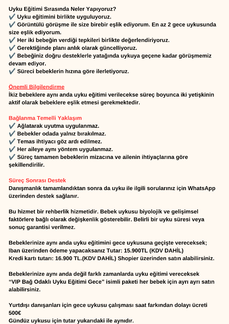 VIP Bağ Odaklı İkiz Bebekler Uyku Eğitimi Paketi Gece Uykusu
