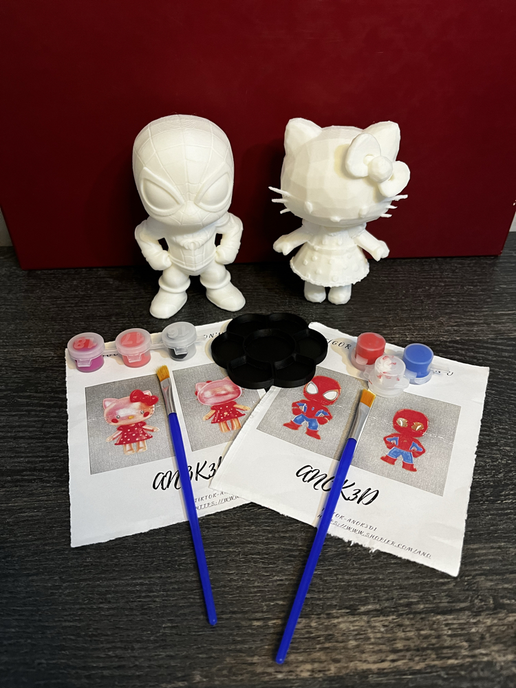 Örümcek adam & Hello kitty couple figür boyama seti