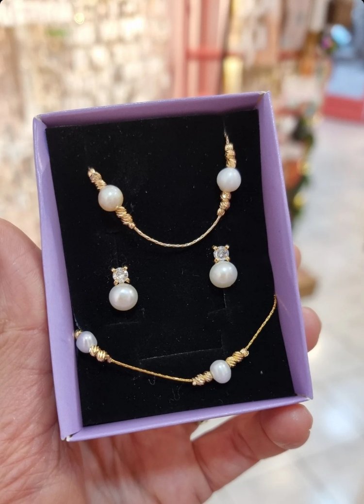 İnci Küpe Zirkon Detaylı