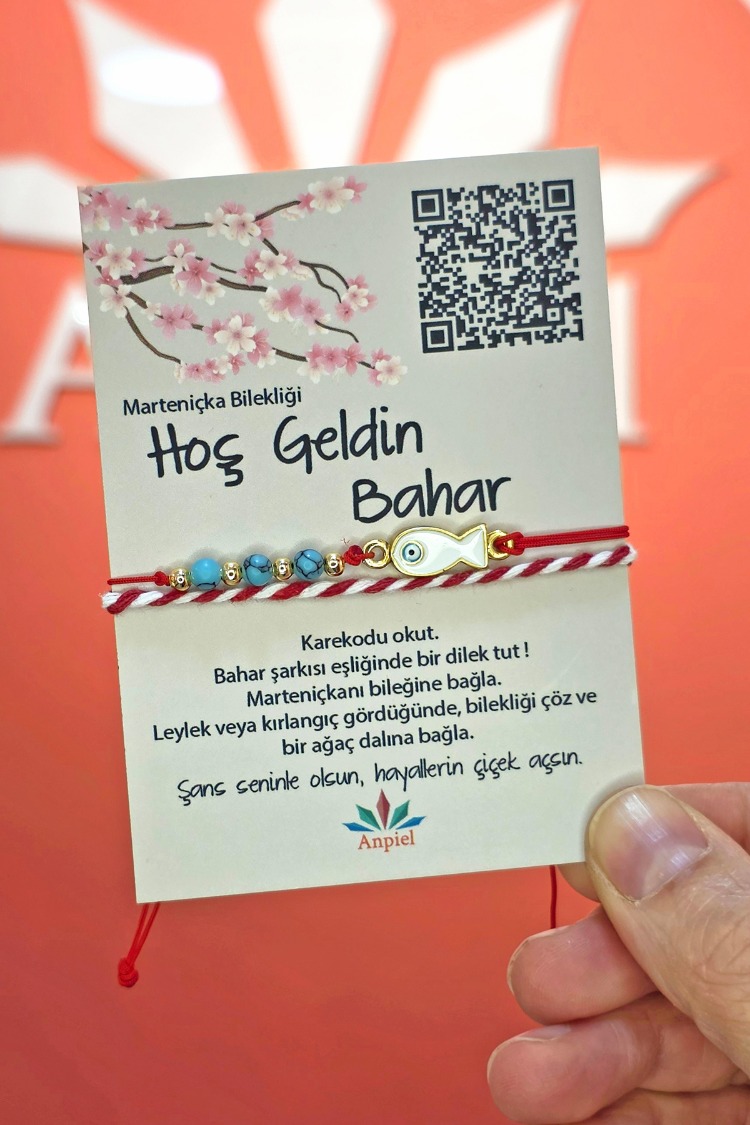 Beyaz Balık Turkuaz Doğal Taşlı Şarkı Hediyeli Marteniçka Dilek Bileklik Seti