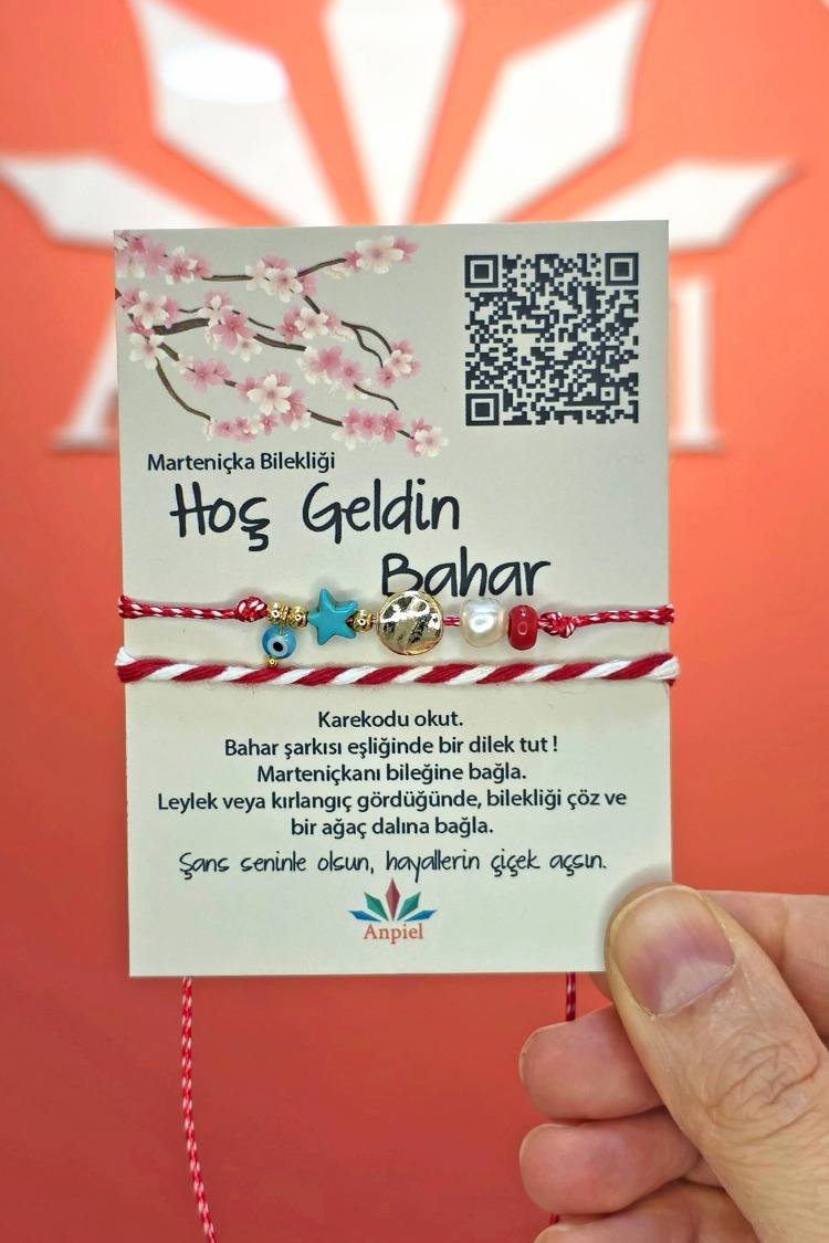 Yuvarlak Turkuaz Doğal Taşlı Şarkı Hediyeli Marteniçka Dilek Bileklik Seti