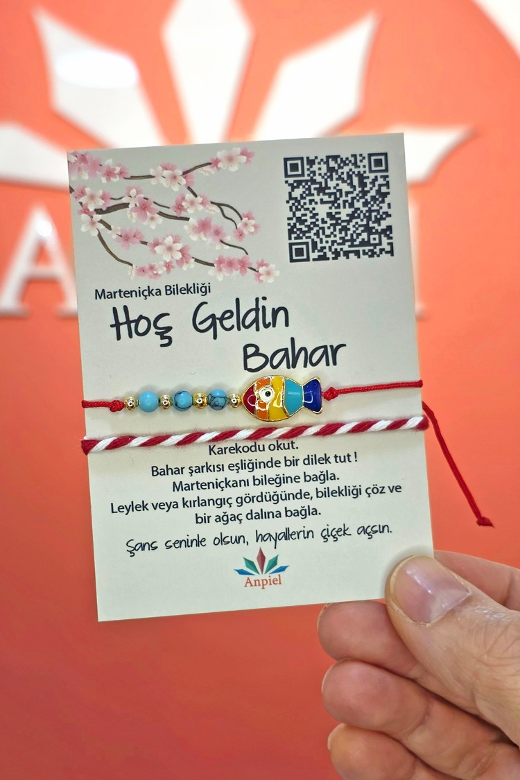 Renkli Balık Turkuaz Doğal Taşlı Şarkı Hediyeli Marteniçka Dilek Bileklik Seti