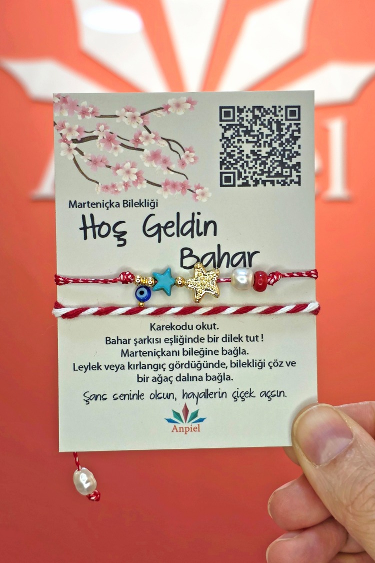 Gold Yıldız Turkuaz Doğal Taşlı Şarkı Hediyeli Marteniçka Dilek Bileklik Seti