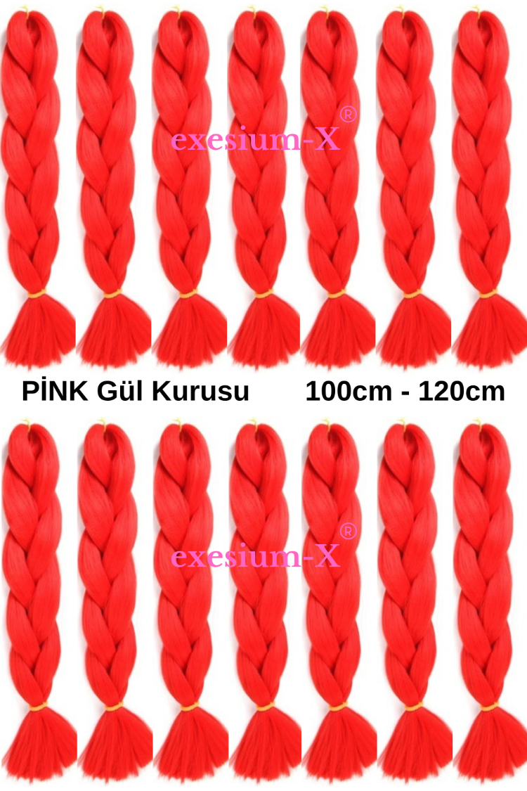 X-Pression Afrika Örgüsü & Rasta İçin Sentetik Saç 100gr #Pink Gül Rengi