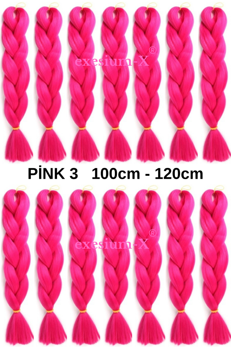 X-Pression Afrika Örgüsü & Rasta İçin Sentetik Saç 100gr #Pink3 Neon Pembe