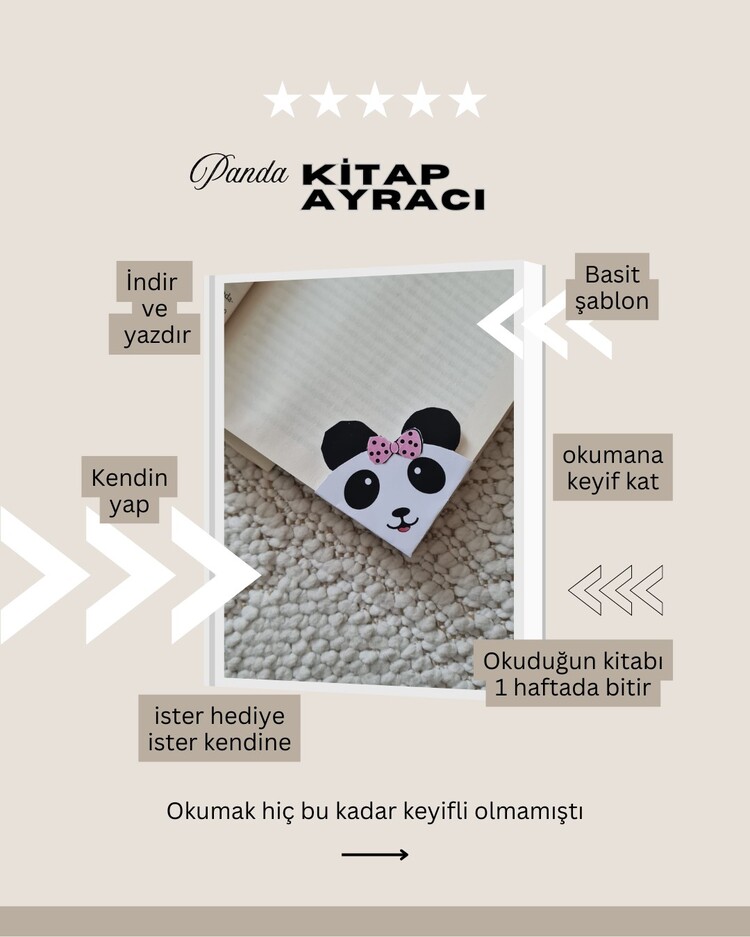 Panda Kitap Ayraç Şablonu
