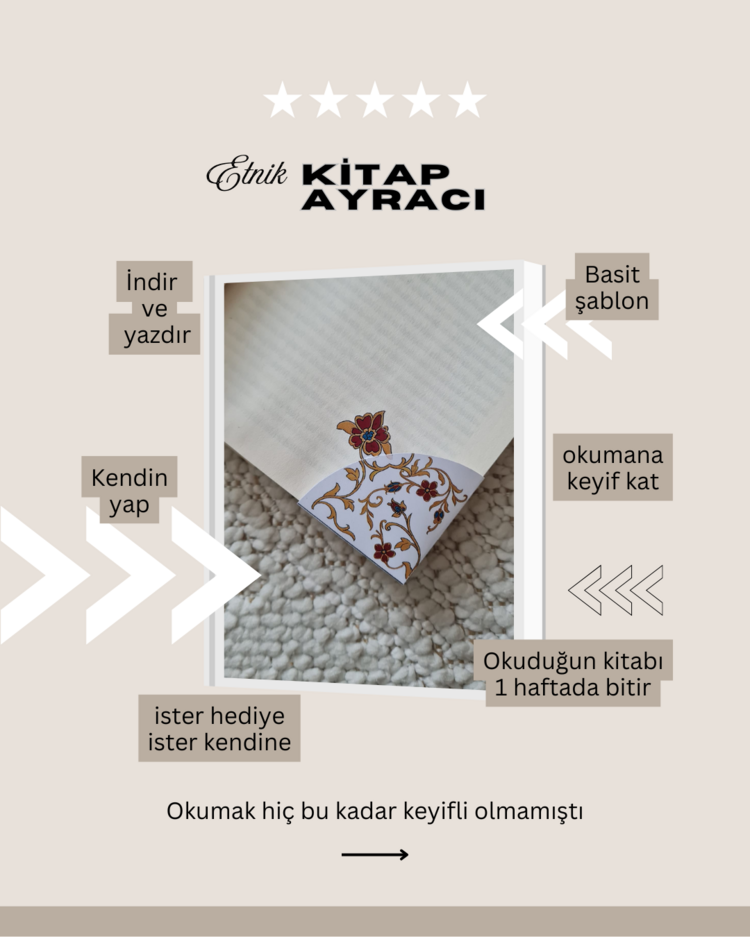 Etnik Desenli Kitap Ayraç Şablonu