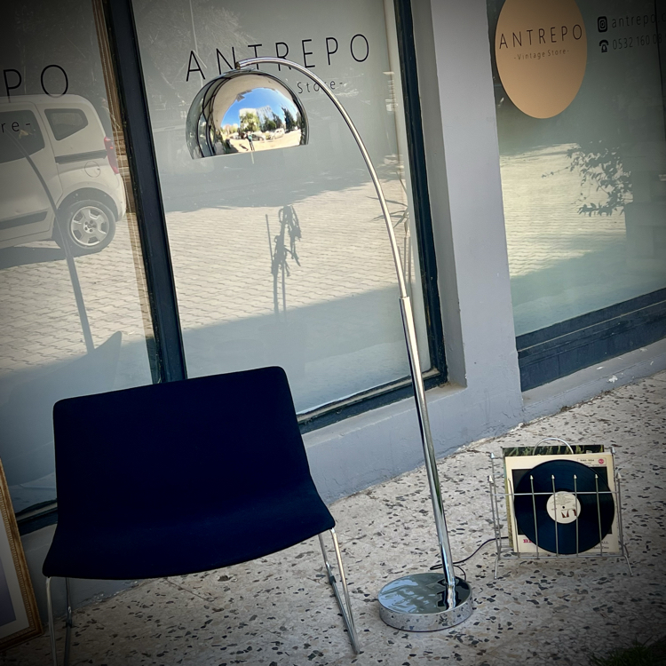 Vintage Chrome Arc Floor Lamp